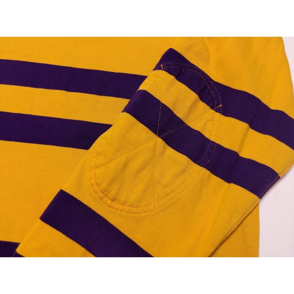 J CREW Long Sleeve Rugby Polo Shirt BE890 Yellow Purple Striped Medium M - Picture 8 of 10